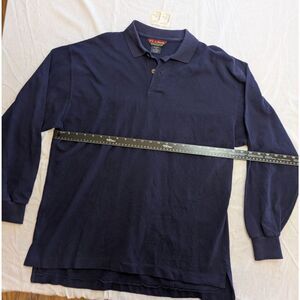 Jos A Bank Mens Large Navy Long Sleeve Polo Shirt 100% Cotton Vintage 90's Rugby